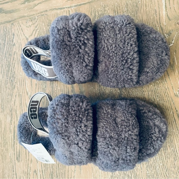 UGG Charcoal Fluffy Slippers - Picture 3 of 3